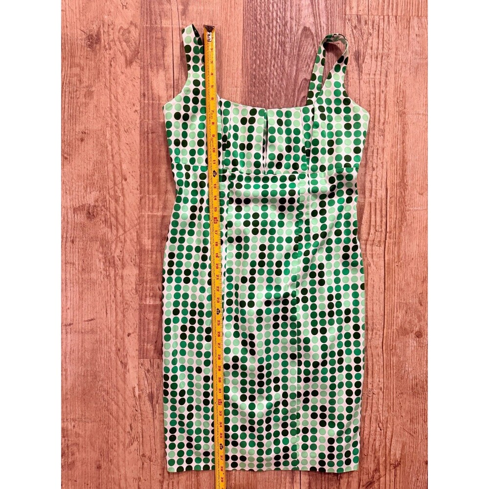 Calvin Klein Dress 10 EUC Green Polka Dots Sleeveless Sheath - Picture 4 of 6